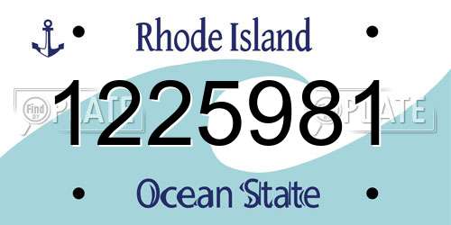 1225981 Rhode Island License Plate