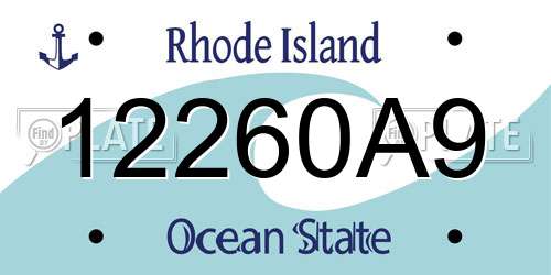 12260A9 Rhode Island License Plate
