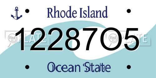12287O5 Rhode Island License Plate