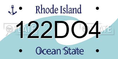 122DO4 Rhode Island License Plate