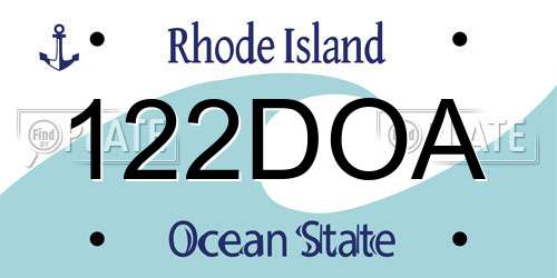 122DOA Rhode Island License Plate