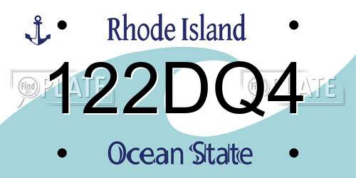 122DQ4 Rhode Island License Plate