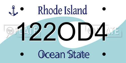 122OD4 Rhode Island License Plate