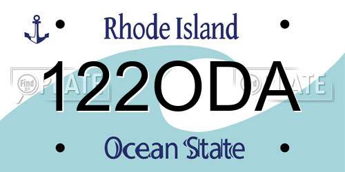 122ODA Rhode Island License Plate