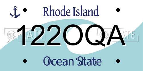 122OQA Rhode Island License Plate