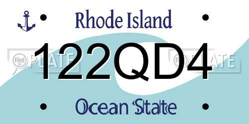 122QD4 Rhode Island License Plate