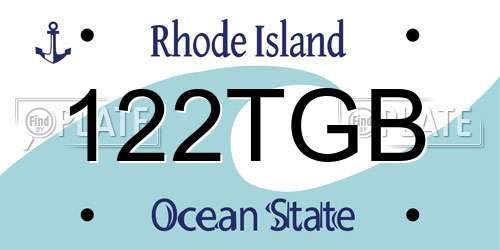 122TGB Rhode Island License Plate