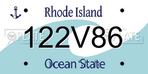 122V86 Rhode Island License Plate