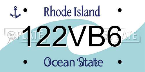 122VB6 Rhode Island License Plate