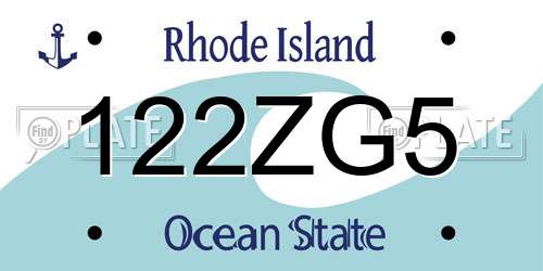 122ZG5 Rhode Island License Plate