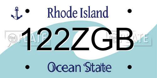 122ZGB Rhode Island License Plate