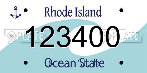 123400 Rhode Island License Plate