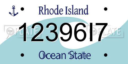 12396I7 Rhode Island License Plate