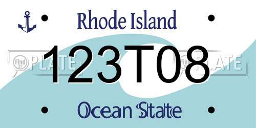 123T08 Rhode Island License Plate