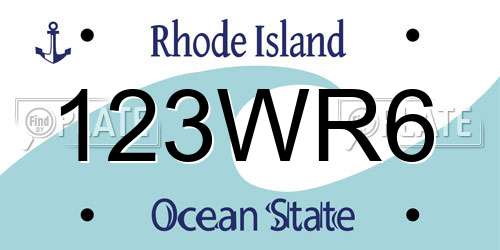 123WR6 Rhode Island License Plate