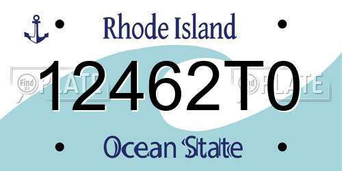 12462T0 Rhode Island License Plate