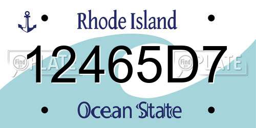 12465D7 Rhode Island License Plate