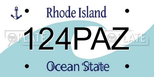 124PAZ Rhode Island License Plate