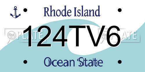 124TV6 Rhode Island License Plate