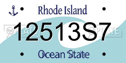 12513S7 Rhode Island License Plate