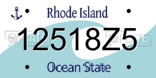 12518Z5 Rhode Island License Plate