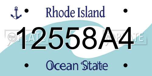 12558A4 Rhode Island License Plate