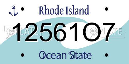 12561O7 Rhode Island License Plate