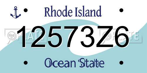12573Z6 Rhode Island License Plate