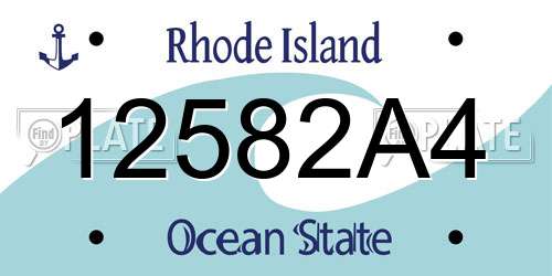 12582A4 Rhode Island License Plate