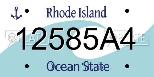 12585A4 Rhode Island License Plate
