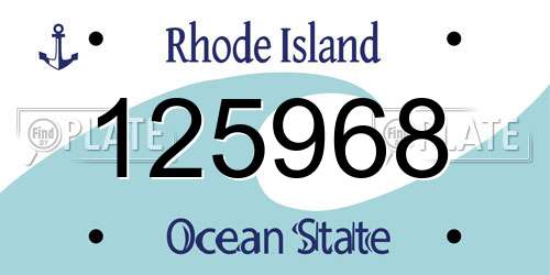 125968 Rhode Island License Plate