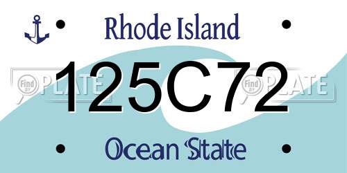 125C72 Rhode Island License Plate