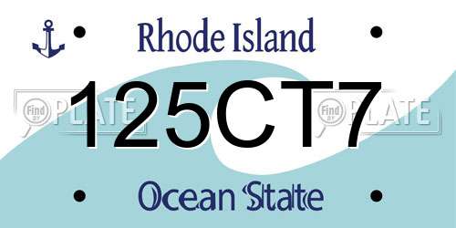 125CT7 Rhode Island License Plate