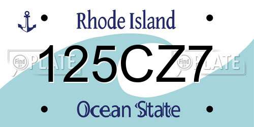 125CZ7 Rhode Island License Plate