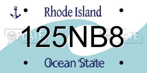 125NB8 Rhode Island License Plate