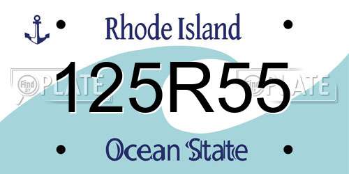 125R55 Rhode Island License Plate