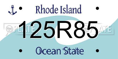 125R85 Rhode Island License Plate