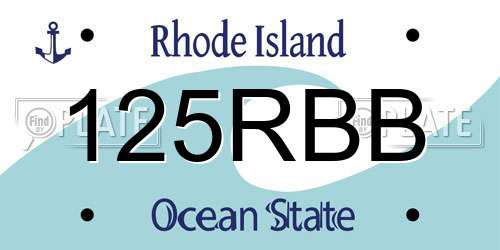 125RBB Rhode Island License Plate