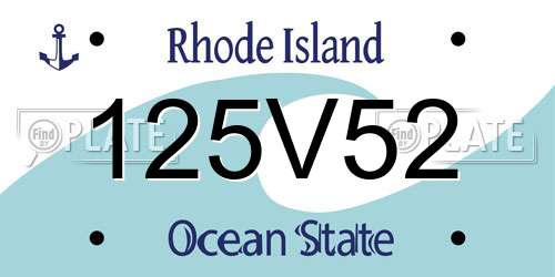 125V52 Rhode Island License Plate