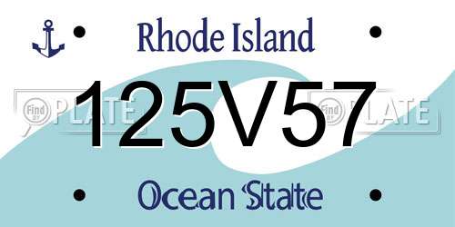 125V57 Rhode Island License Plate