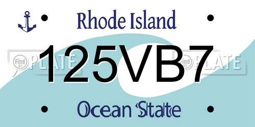 125VB7 Rhode Island License Plate