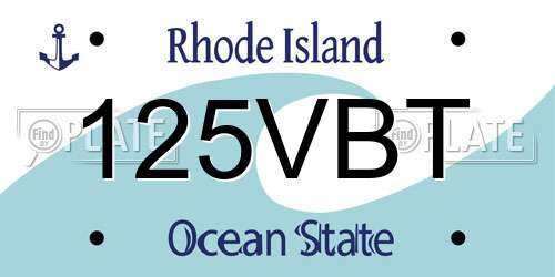 125VBT Rhode Island License Plate