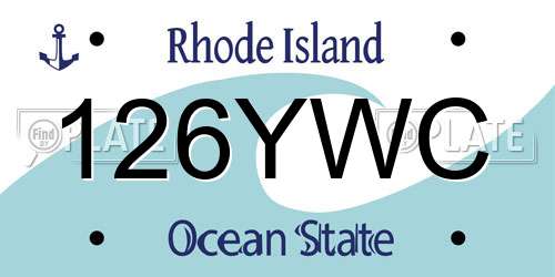126YWC Rhode Island License Plate