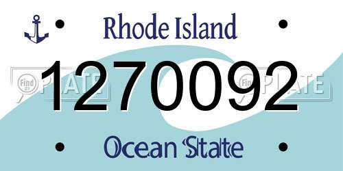 1270092 Rhode Island License Plate
