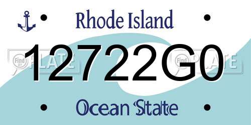 12722G0 Rhode Island License Plate