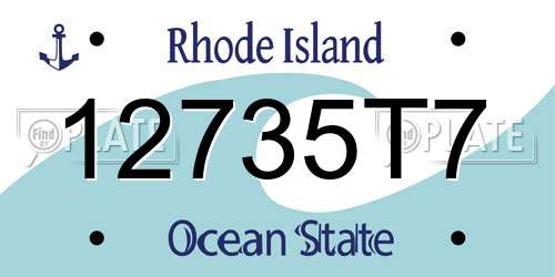 12735T7 Rhode Island License Plate