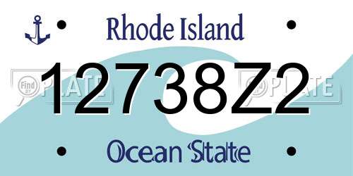 12738Z2 Rhode Island License Plate