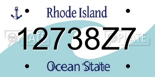 12738Z7 Rhode Island License Plate