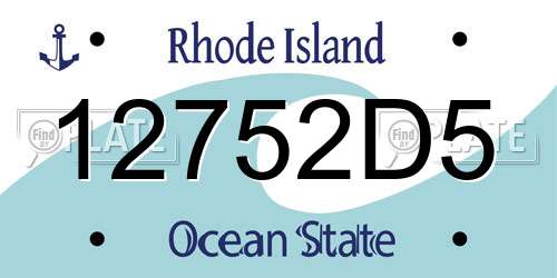 12752D5 Rhode Island License Plate