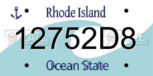 12752D8 Rhode Island License Plate